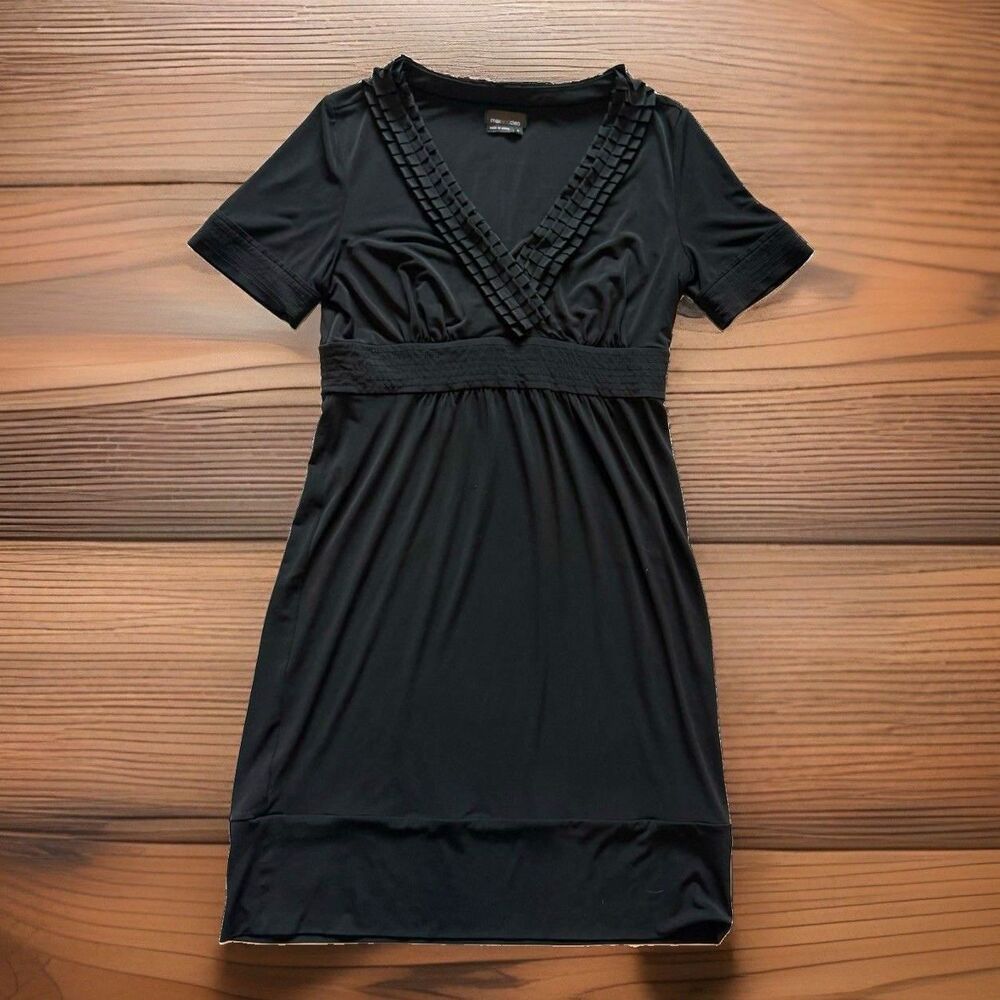 Maxandcleo Size 12 Black V-neck Short Sleeve Empire Waist Dress